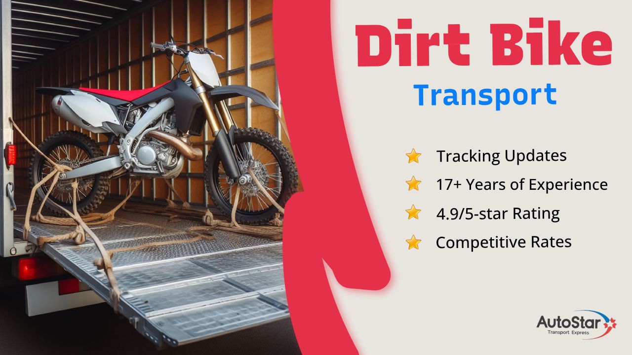 Dirt bike being loaded onto transport trailer